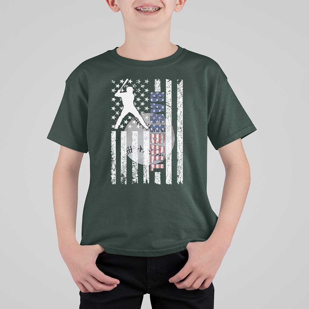 Patriotic Baseball Lover T Shirt For Kid USA American Flag Gift - Wonder Print Shop