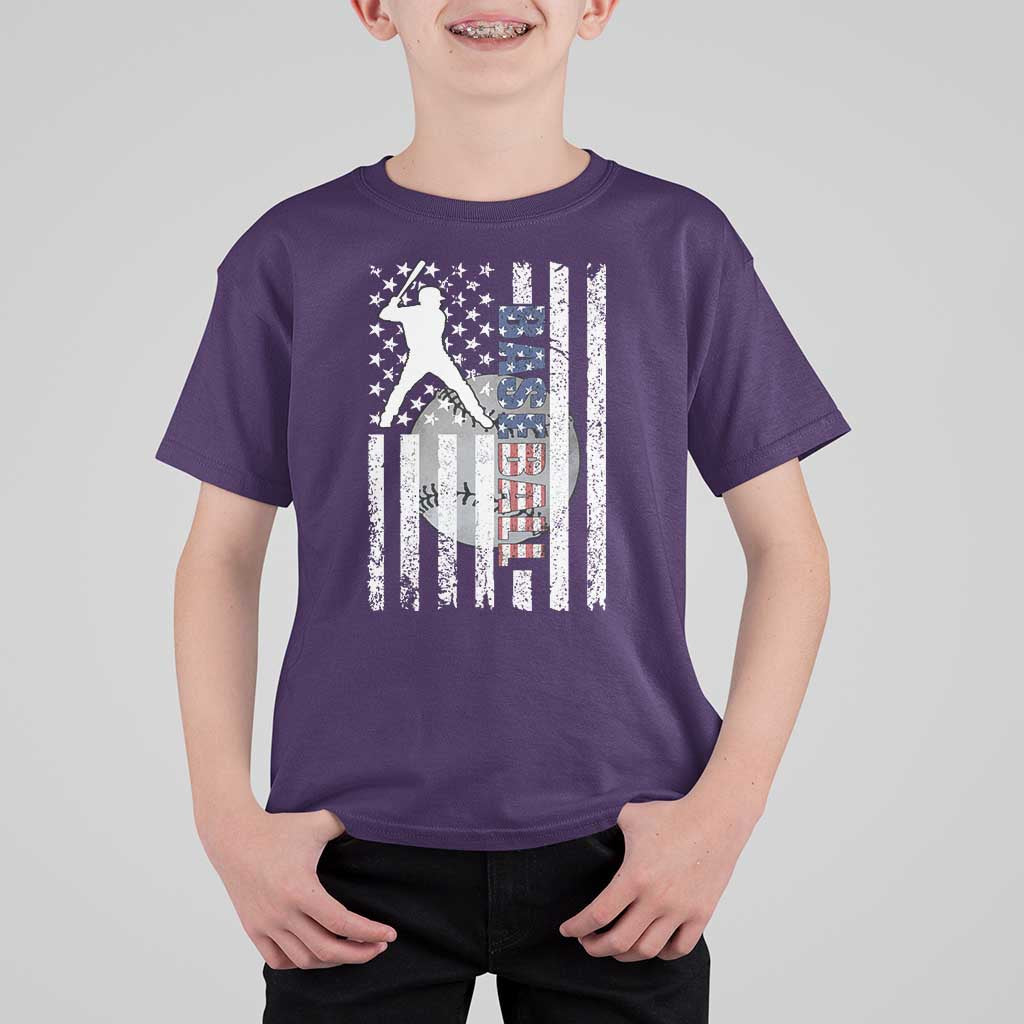 Patriotic Baseball Lover T Shirt For Kid USA American Flag Gift - Wonder Print Shop