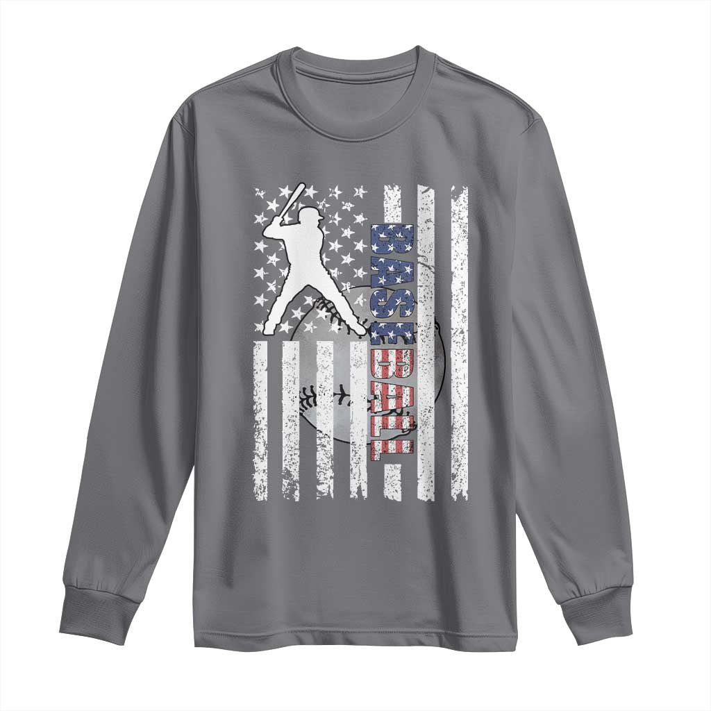Patriotic Baseball Lover Long Sleeve Shirt USA American Flag Gift - Wonder Print Shop