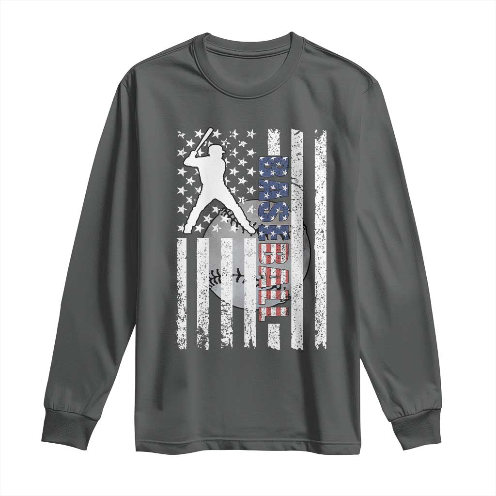 Patriotic Baseball Lover Long Sleeve Shirt USA American Flag Gift - Wonder Print Shop
