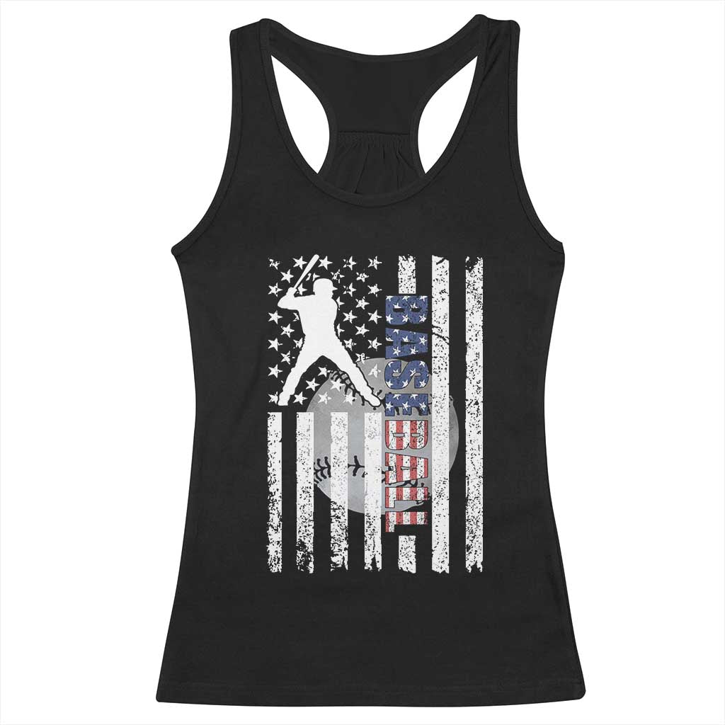 Patriotic Baseball Lover Racerback Tank Top USA American Flag Gift - Wonder Print Shop