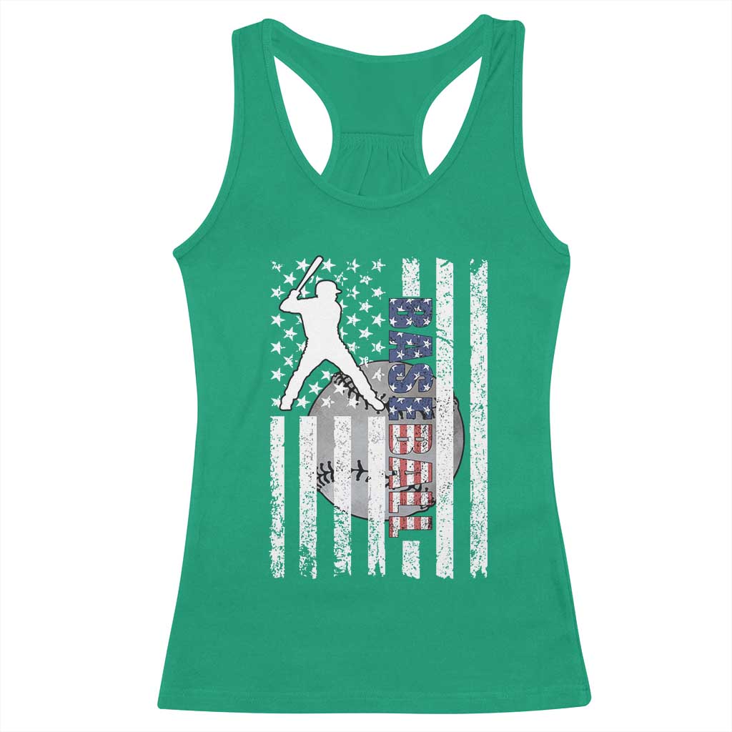 Patriotic Baseball Lover Racerback Tank Top USA American Flag Gift - Wonder Print Shop