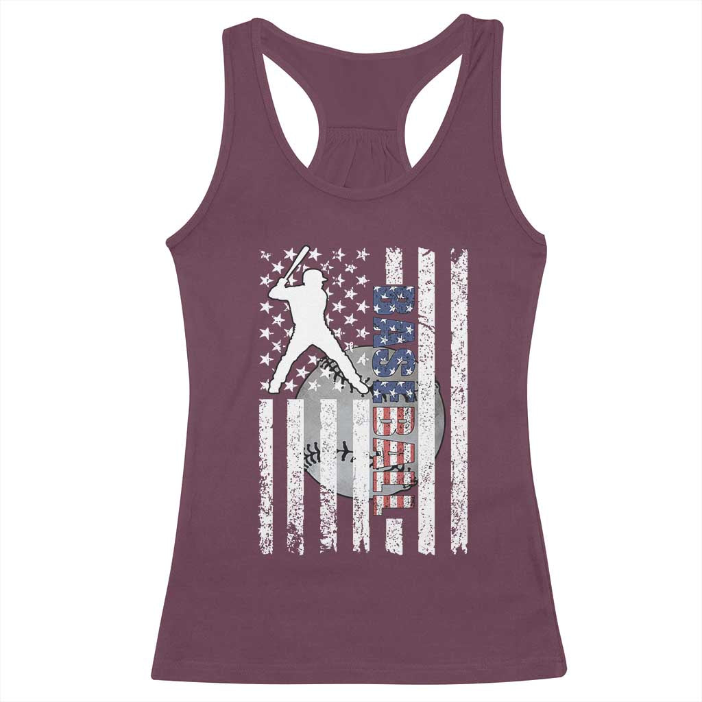 Patriotic Baseball Lover Racerback Tank Top USA American Flag Gift - Wonder Print Shop