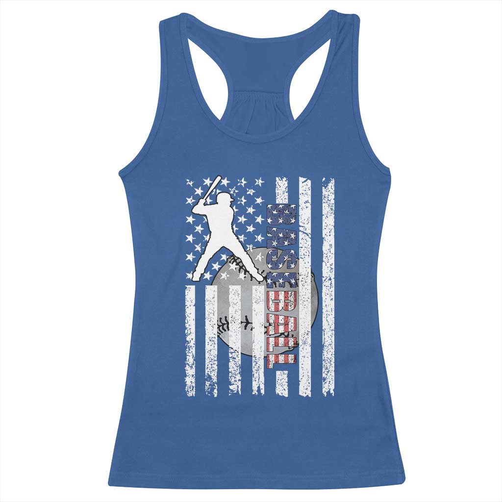 Patriotic Baseball Lover Racerback Tank Top USA American Flag Gift - Wonder Print Shop