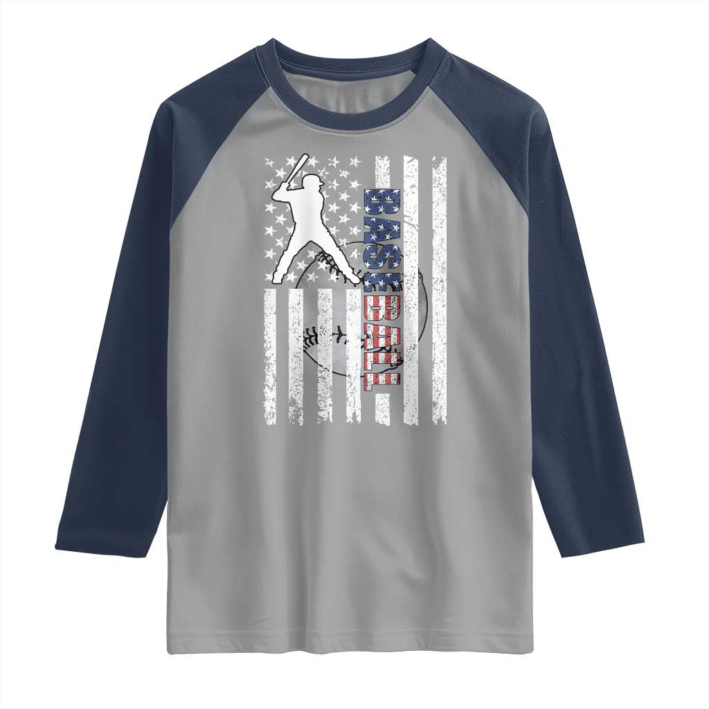 Patriotic Baseball Lover Raglan Shirt USA American Flag Gift - Wonder Print Shop