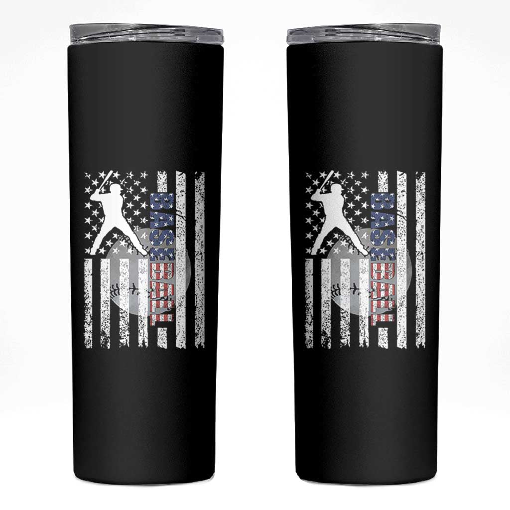 Patriotic Baseball Lover Skinny Tumbler USA American Flag Gift