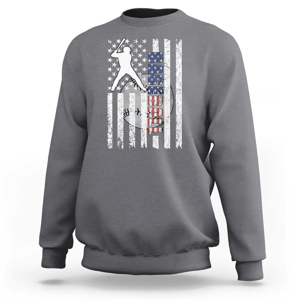 Patriotic Baseball Lover Sweatshirt USA American Flag Gift - Wonder Print Shop