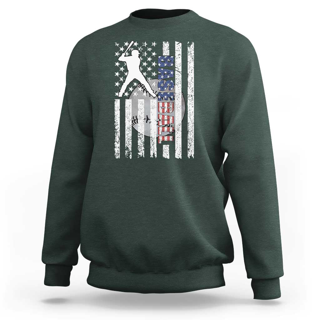 Patriotic Baseball Lover Sweatshirt USA American Flag Gift - Wonder Print Shop