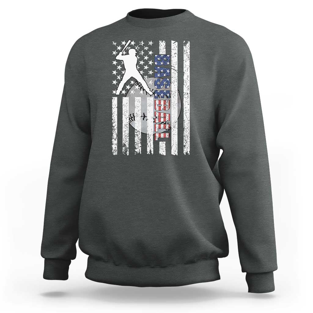Patriotic Baseball Lover Sweatshirt USA American Flag Gift - Wonder Print Shop