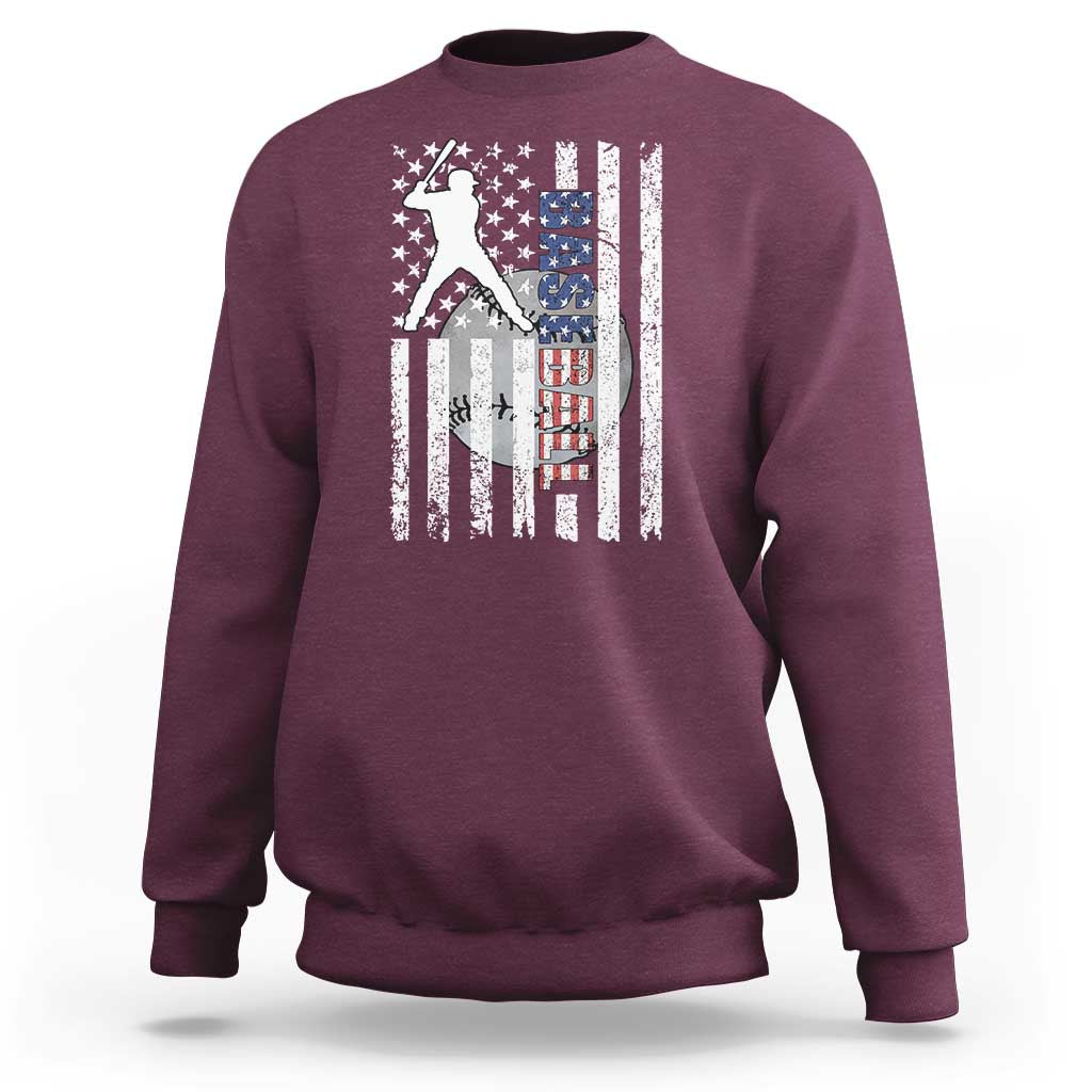 Patriotic Baseball Lover Sweatshirt USA American Flag Gift - Wonder Print Shop