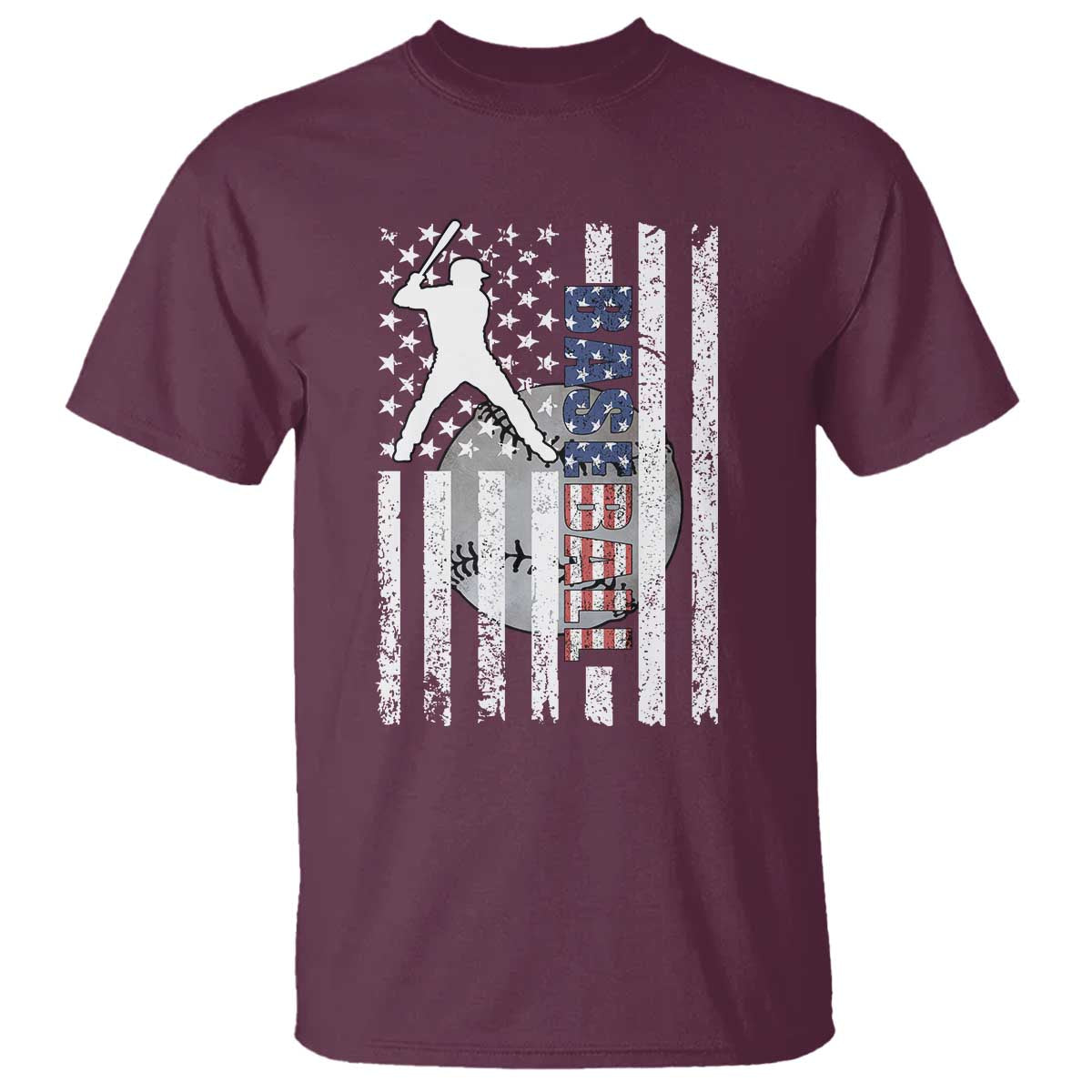 Patriotic Baseball Lover T Shirt USA American Flag Gift - Wonder Print Shop