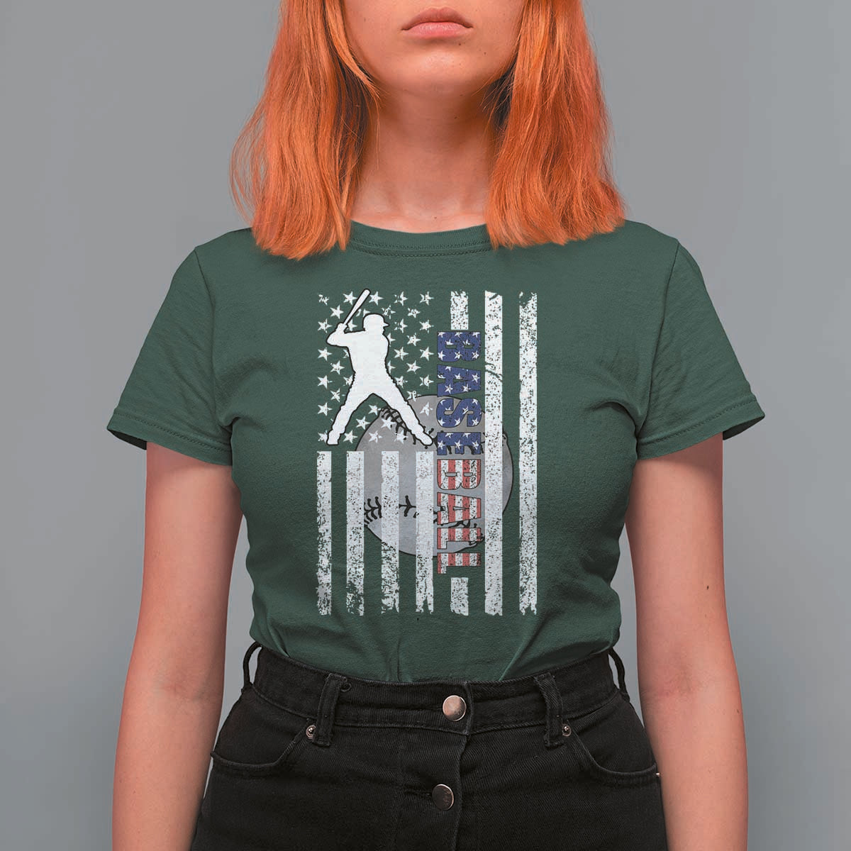 Patriotic Baseball Lover T Shirt For Women USA American Flag Gift - Wonder Print Shop
