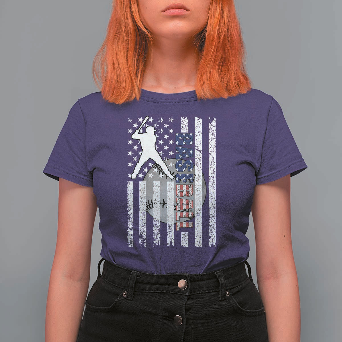 Patriotic Baseball Lover T Shirt For Women USA American Flag Gift - Wonder Print Shop