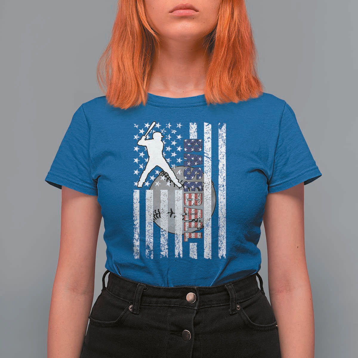 Patriotic Baseball Lover T Shirt For Women USA American Flag Gift - Wonder Print Shop