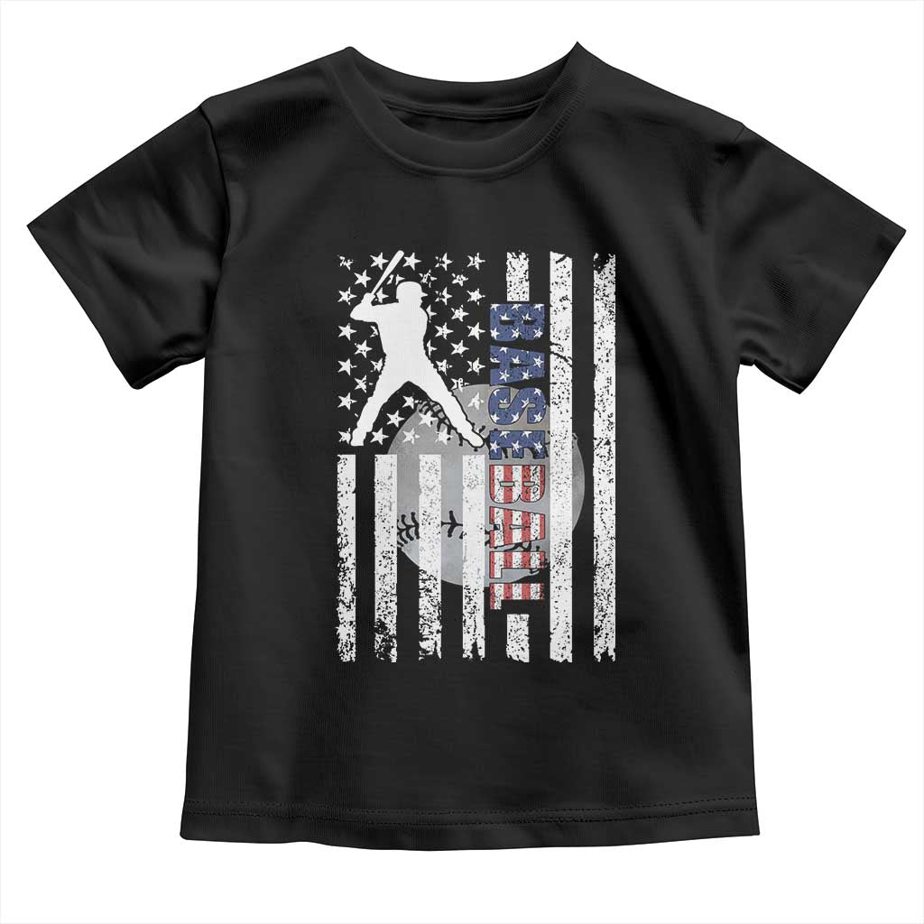 Patriotic Baseball Lover Toddler T Shirt USA American Flag Gift - Wonder Print Shop