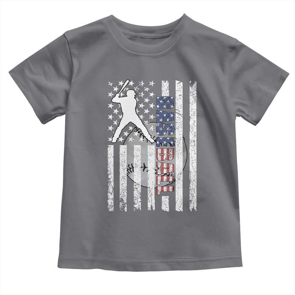 Patriotic Baseball Lover Toddler T Shirt USA American Flag Gift - Wonder Print Shop