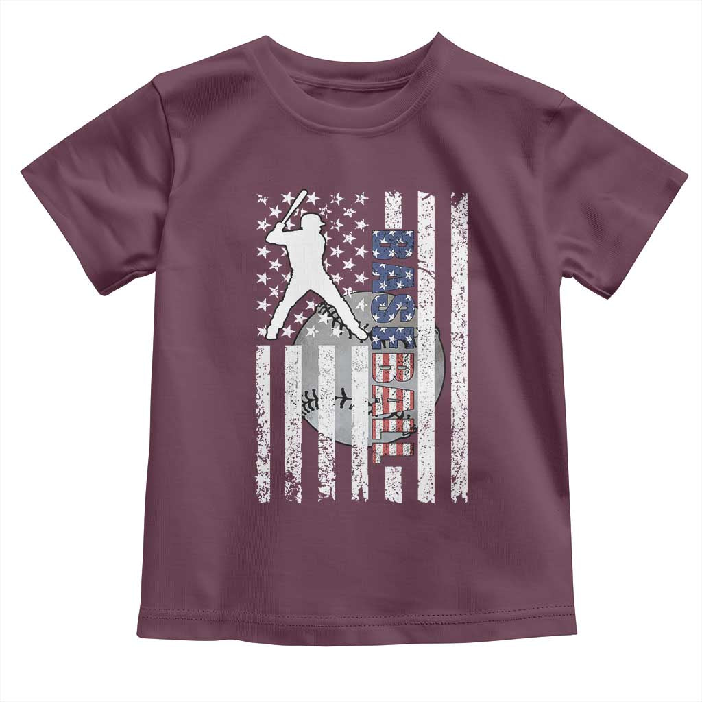 Patriotic Baseball Lover Toddler T Shirt USA American Flag Gift - Wonder Print Shop