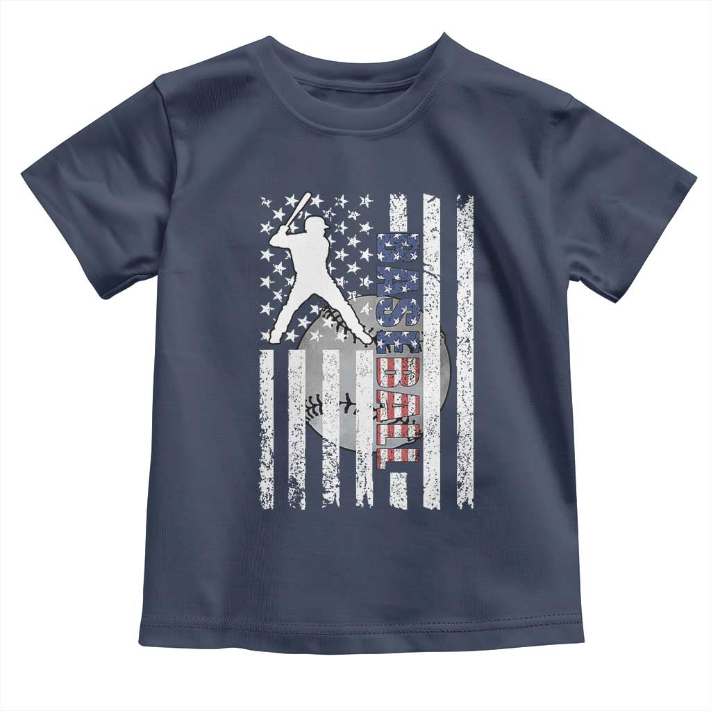 Patriotic Baseball Lover Toddler T Shirt USA American Flag Gift - Wonder Print Shop