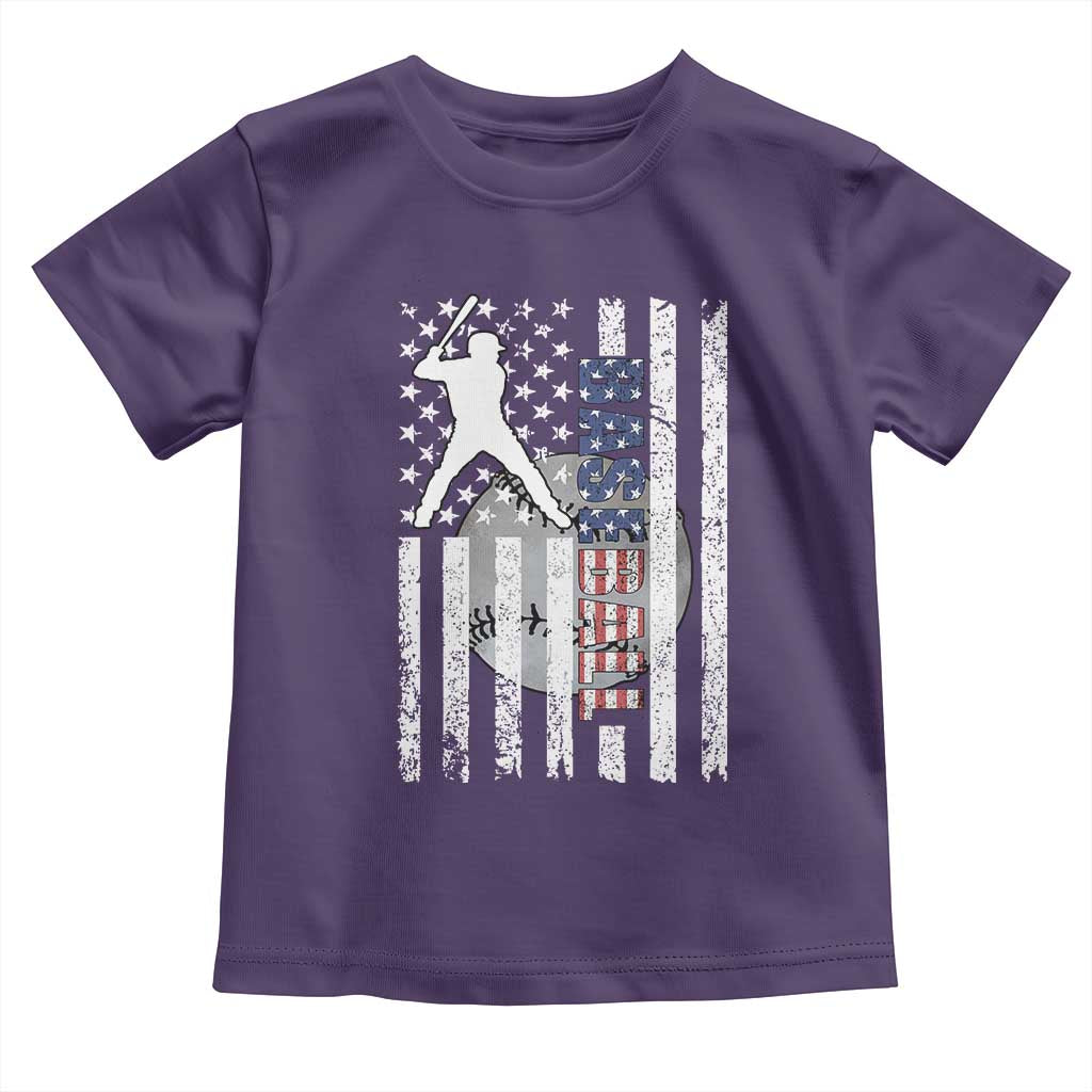 Patriotic Baseball Lover Toddler T Shirt USA American Flag Gift - Wonder Print Shop