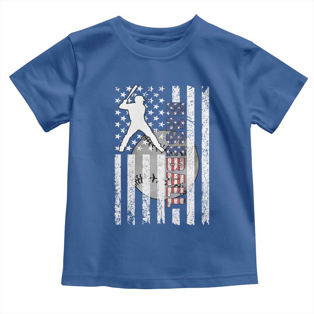 Patriotic Baseball Lover Toddler T Shirt USA American Flag Gift - Wonder Print Shop