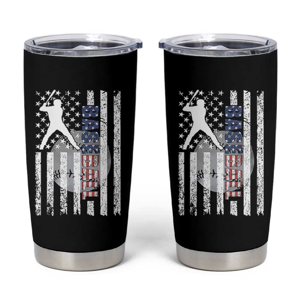 Patriotic Baseball Lover Tumbler Cup USA American Flag Gift