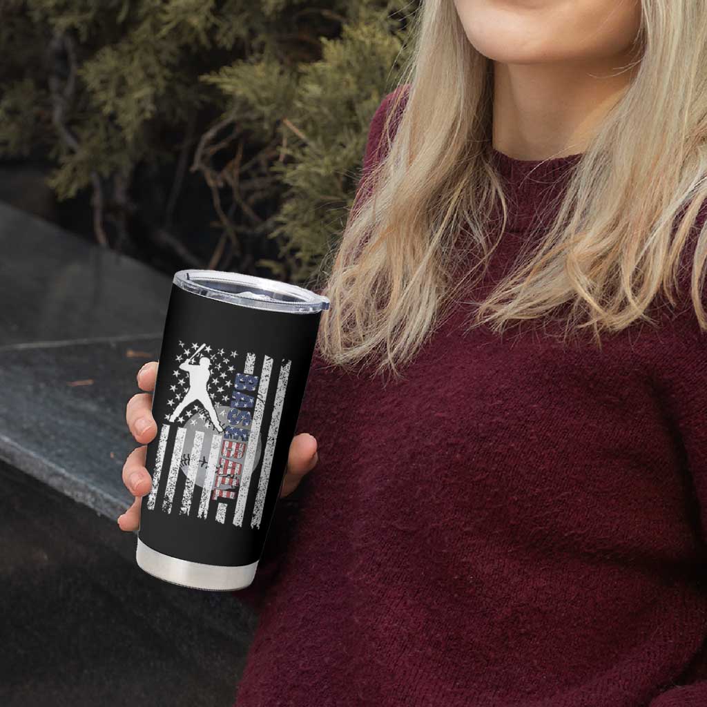 Patriotic Baseball Lover Tumbler Cup USA American Flag Gift