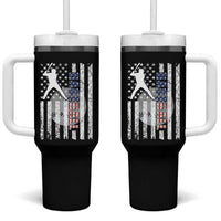 Patriotic Baseball Lover Tumbler With Handle USA American Flag Gift