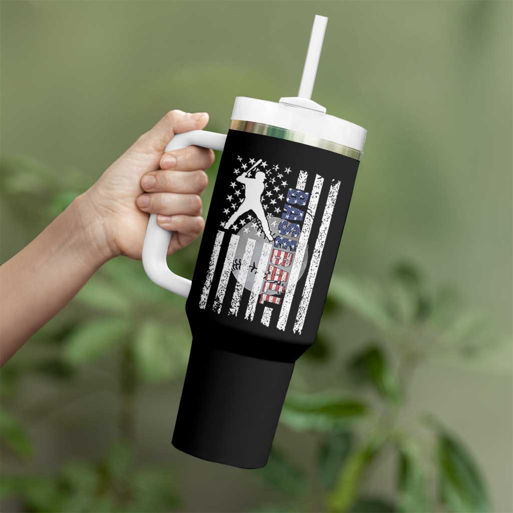 Patriotic Baseball Lover Tumbler With Handle USA American Flag Gift