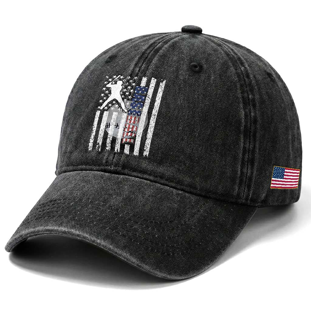 Patriotic Baseball Lover Washed Cotton Baseball Cap USA American Flag Gift