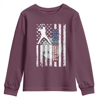 Patriotic Baseball Lover Youth Sweatshirt USA American Flag Gift - Wonder Print Shop
