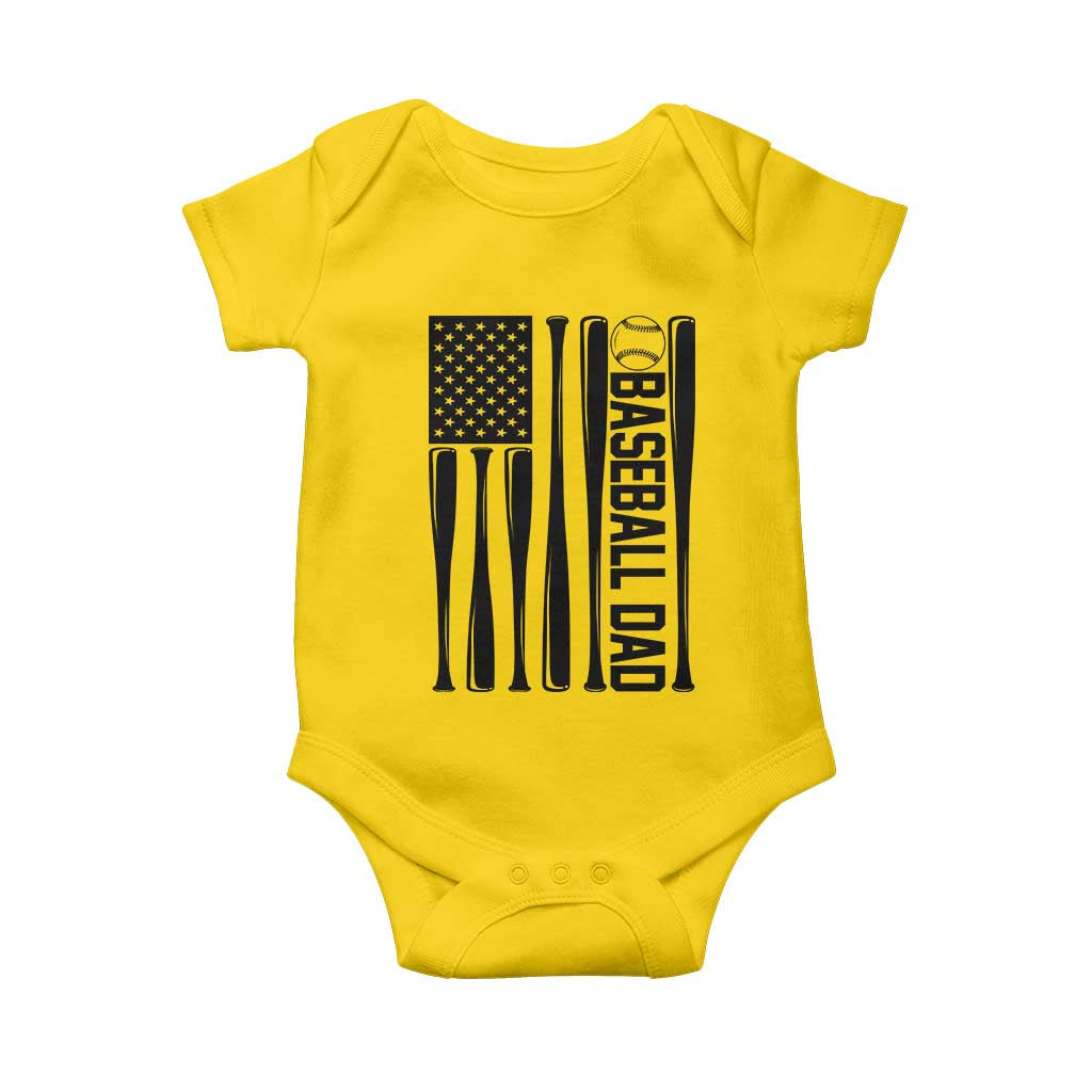 Baseball Dad Patriotic Baby Onesie USA American Flag Gift - Wonder Print Shop