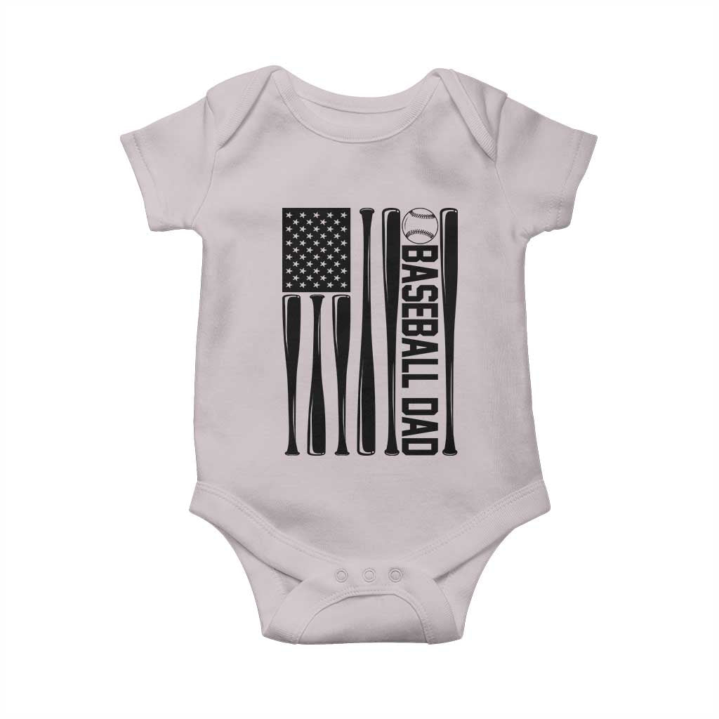 Baseball Dad Patriotic Baby Onesie USA American Flag Gift - Wonder Print Shop