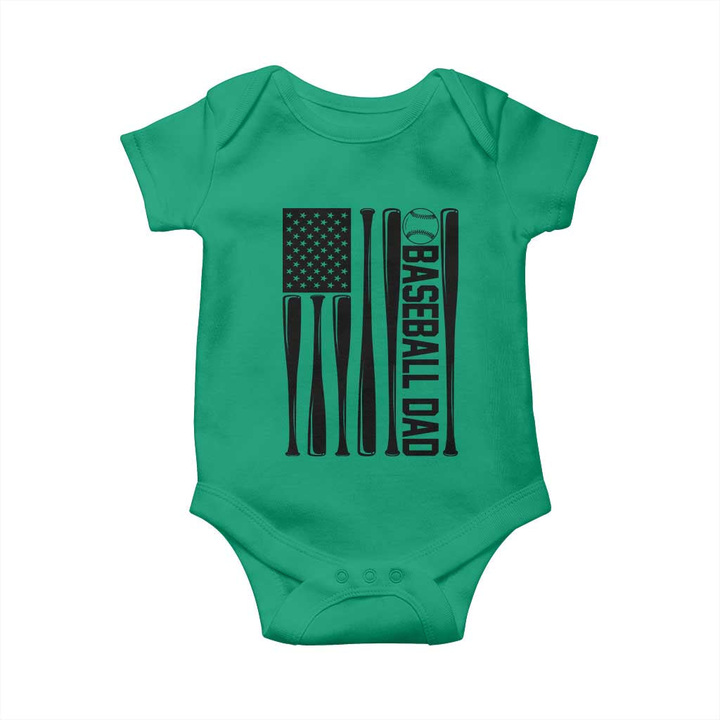 Baseball Dad Patriotic Baby Onesie USA American Flag Gift - Wonder Print Shop