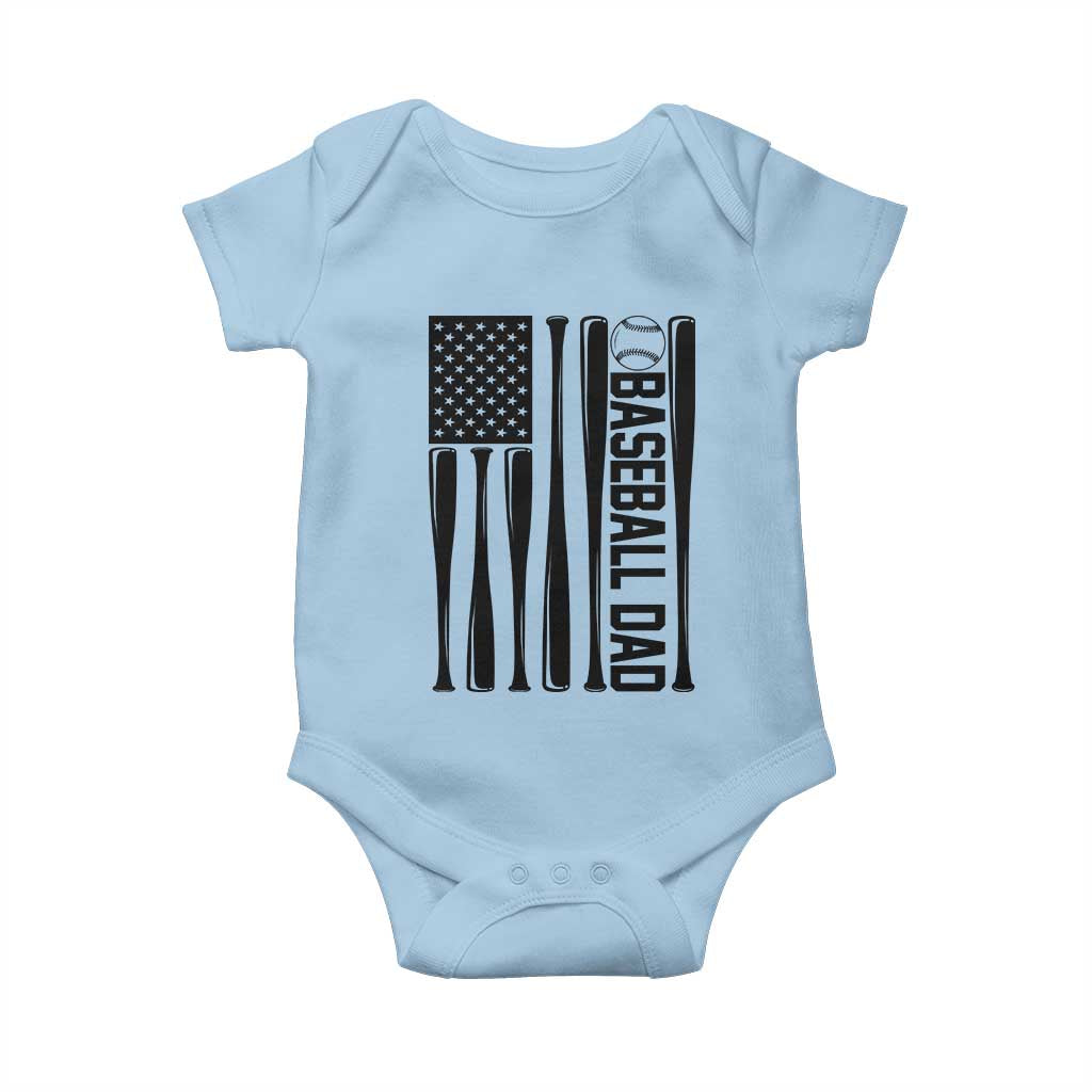 Baseball Dad Patriotic Baby Onesie USA American Flag Gift - Wonder Print Shop