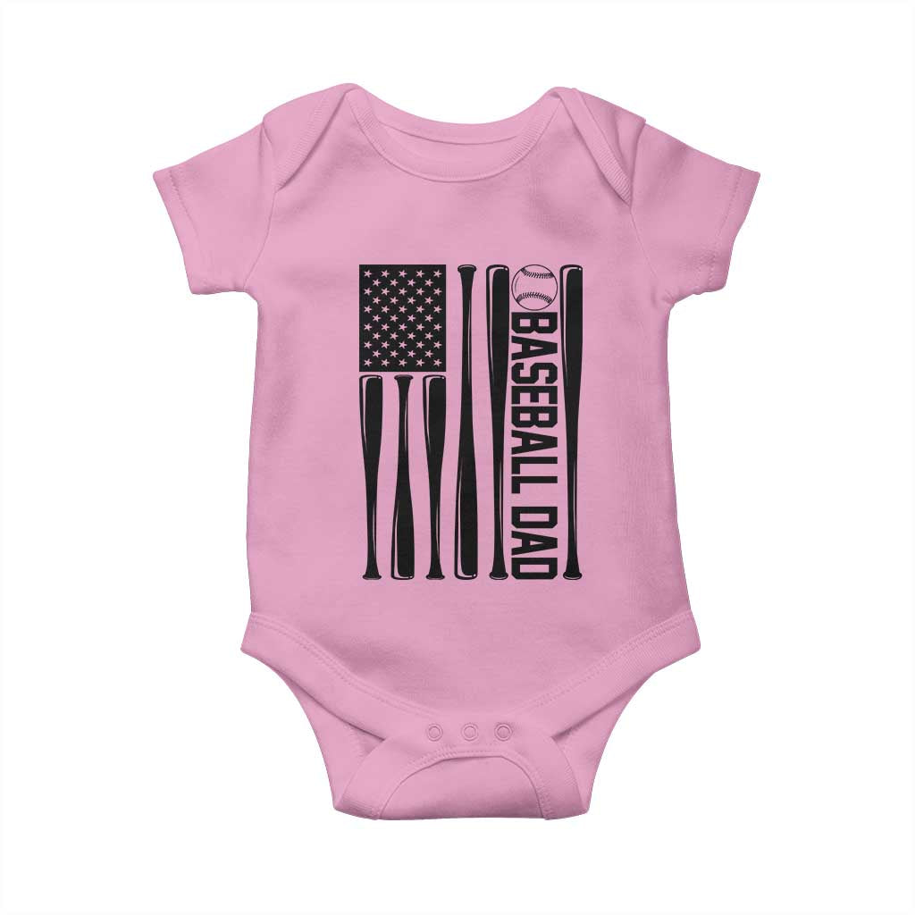 Baseball Dad Patriotic Baby Onesie USA American Flag Gift - Wonder Print Shop