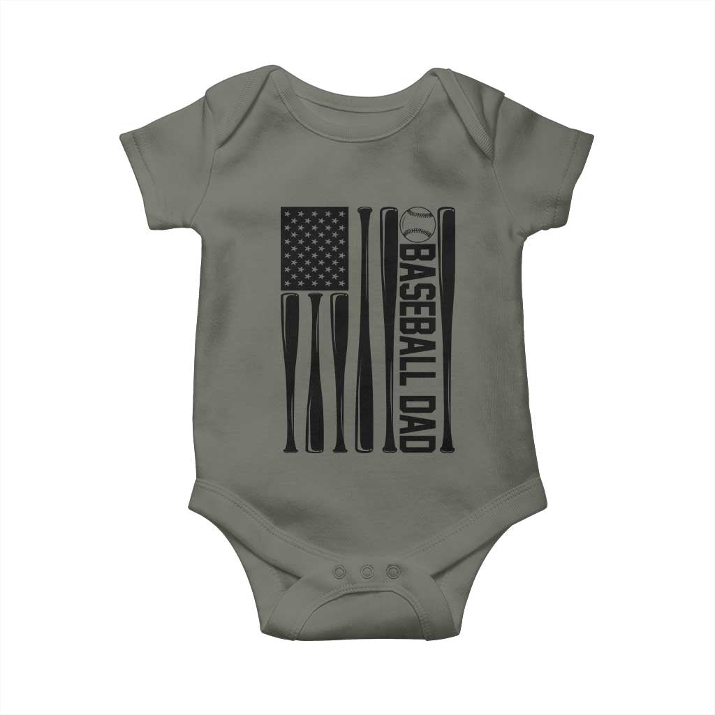 Baseball Dad Patriotic Baby Onesie USA American Flag Gift - Wonder Print Shop