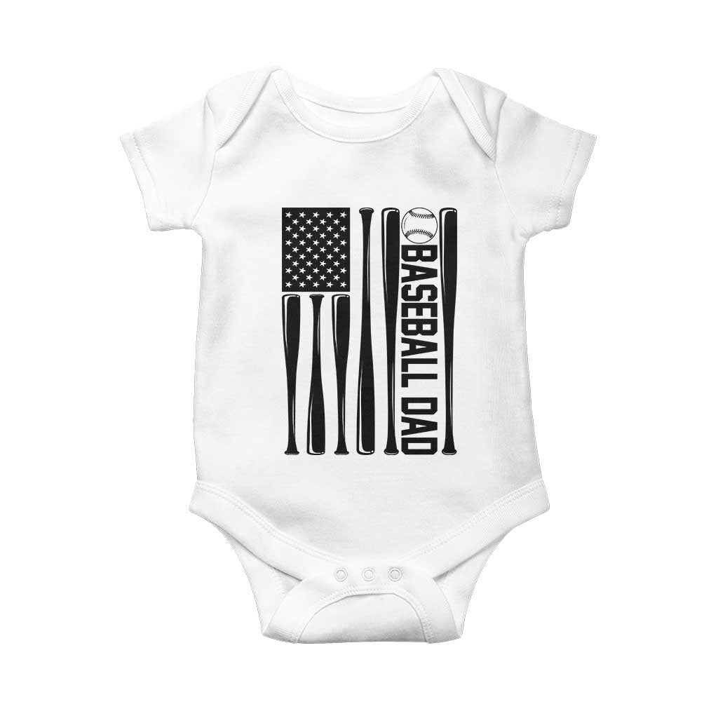 Baseball Dad Patriotic Baby Onesie USA American Flag Gift - Wonder Print Shop