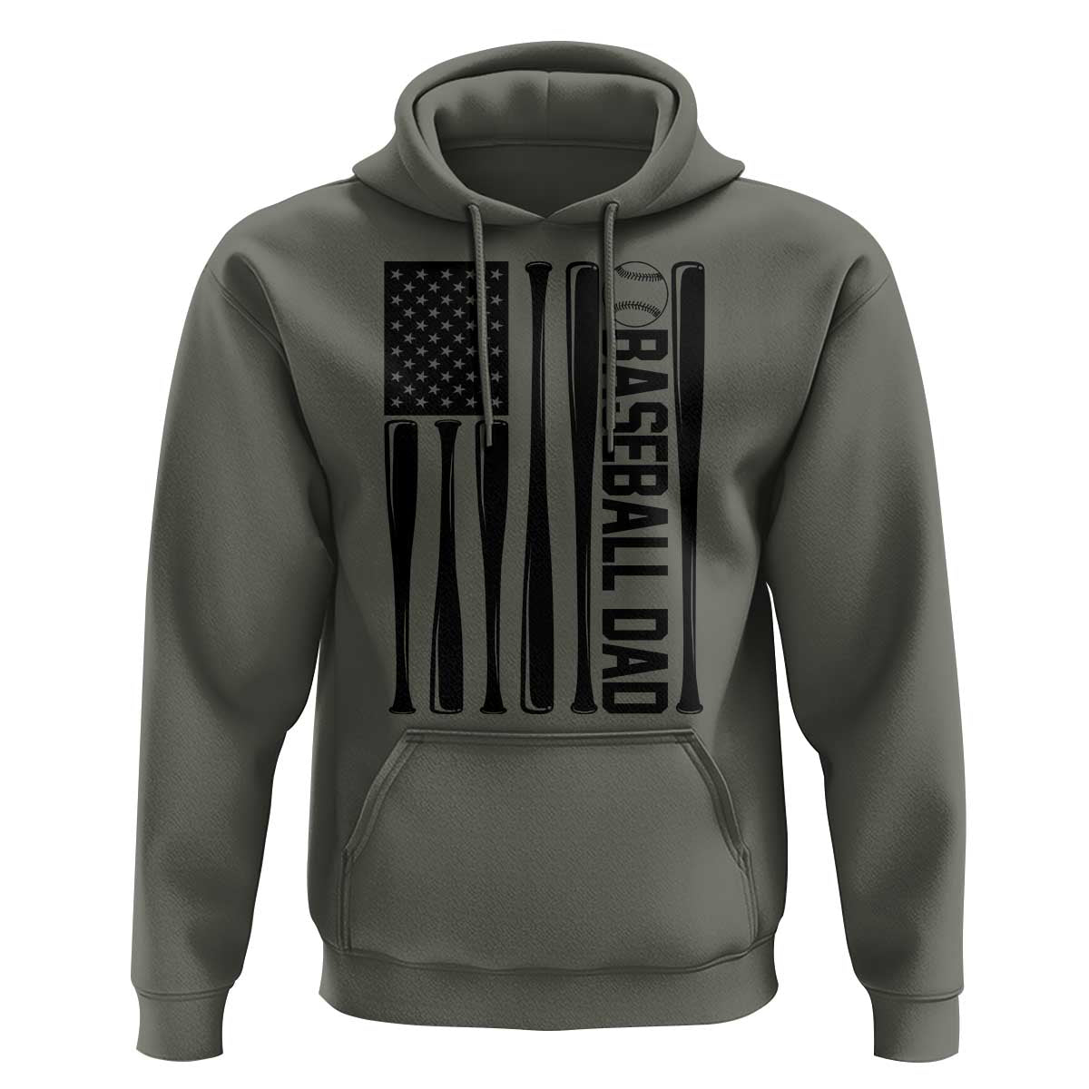 Baseball Dad Patriotic Hoodie USA American Flag Gift - Wonder Print Shop