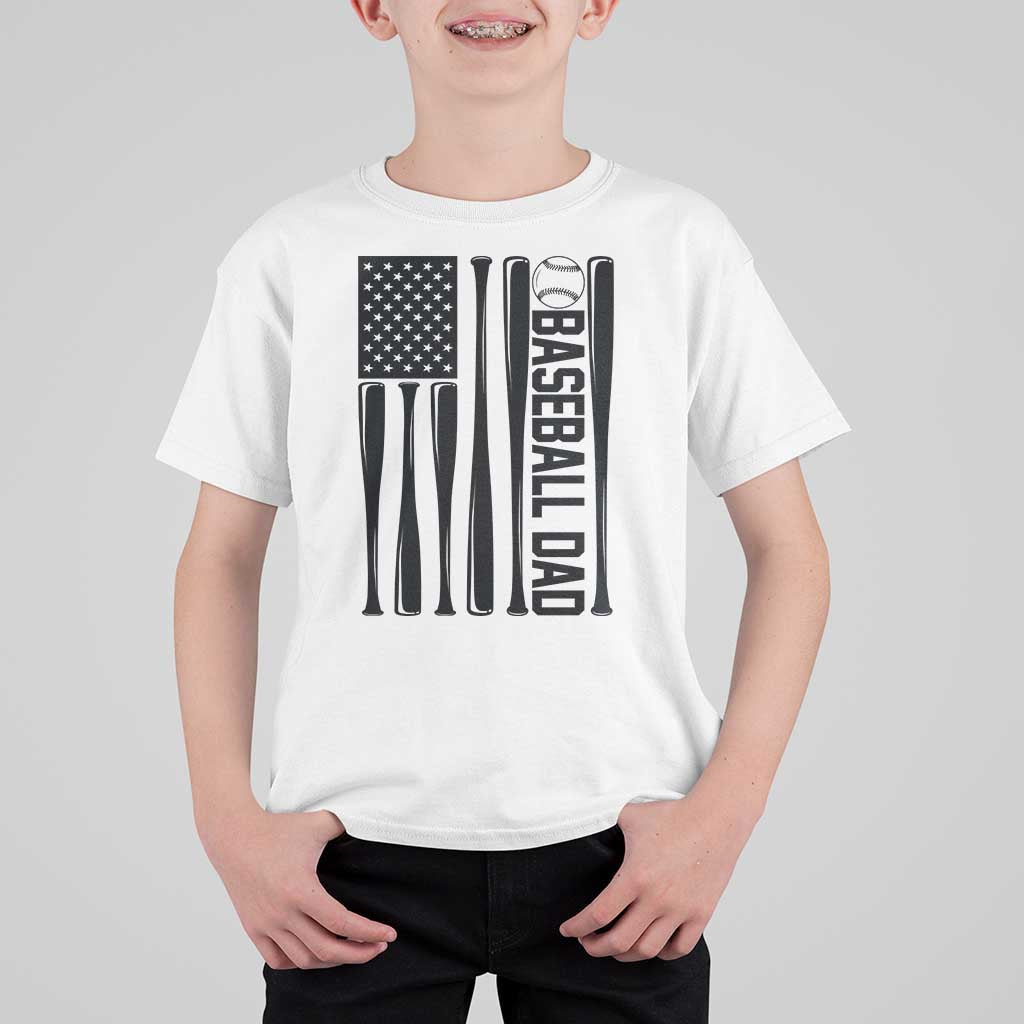 Baseball Dad Patriotic T Shirt For Kid USA American Flag Gift - Wonder Print Shop