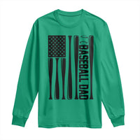 Baseball Dad Patriotic Long Sleeve Shirt USA American Flag Gift - Wonder Print Shop