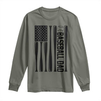 Baseball Dad Patriotic Long Sleeve Shirt USA American Flag Gift - Wonder Print Shop