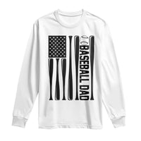 Baseball Dad Patriotic Long Sleeve Shirt USA American Flag Gift - Wonder Print Shop