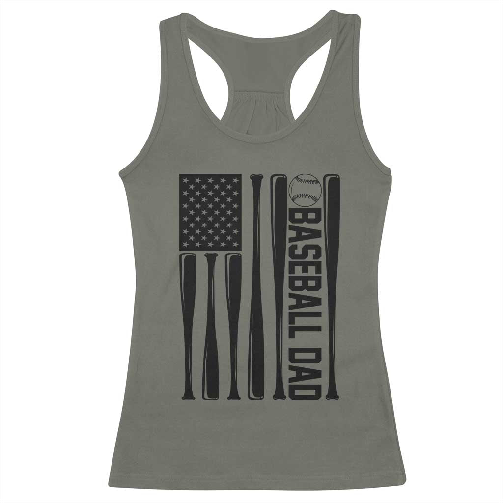 Baseball Dad Patriotic Racerback Tank Top USA American Flag Gift - Wonder Print Shop