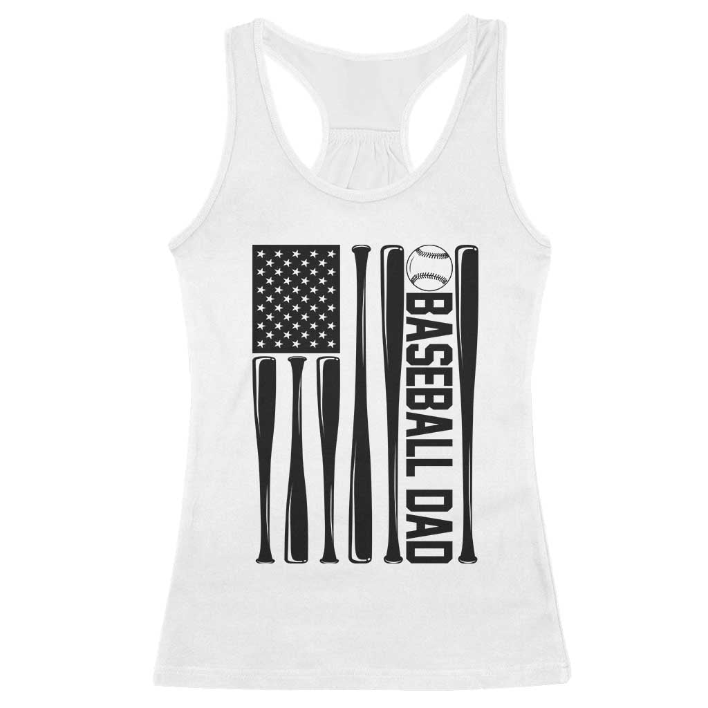 Baseball Dad Patriotic Racerback Tank Top USA American Flag Gift - Wonder Print Shop