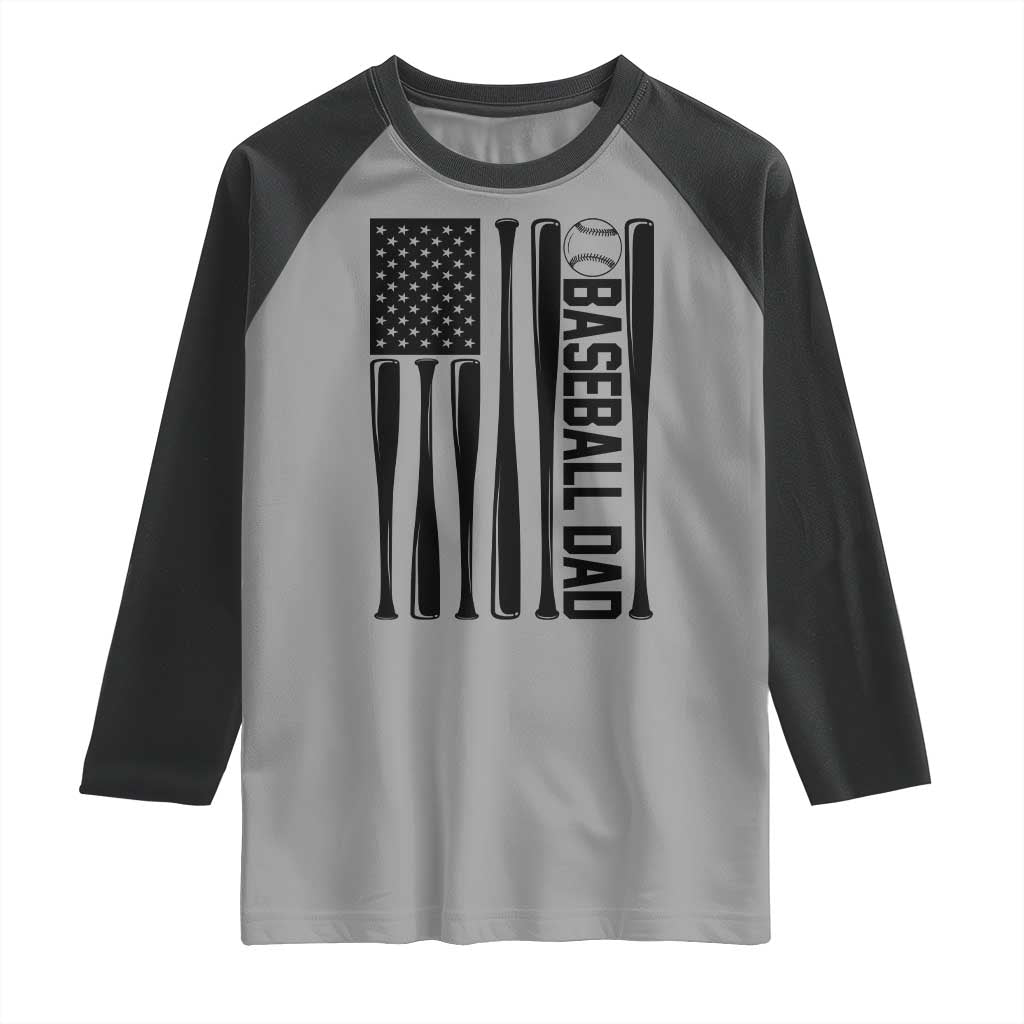 Baseball Dad Patriotic Raglan Shirt USA American Flag Gift - Wonder Print Shop