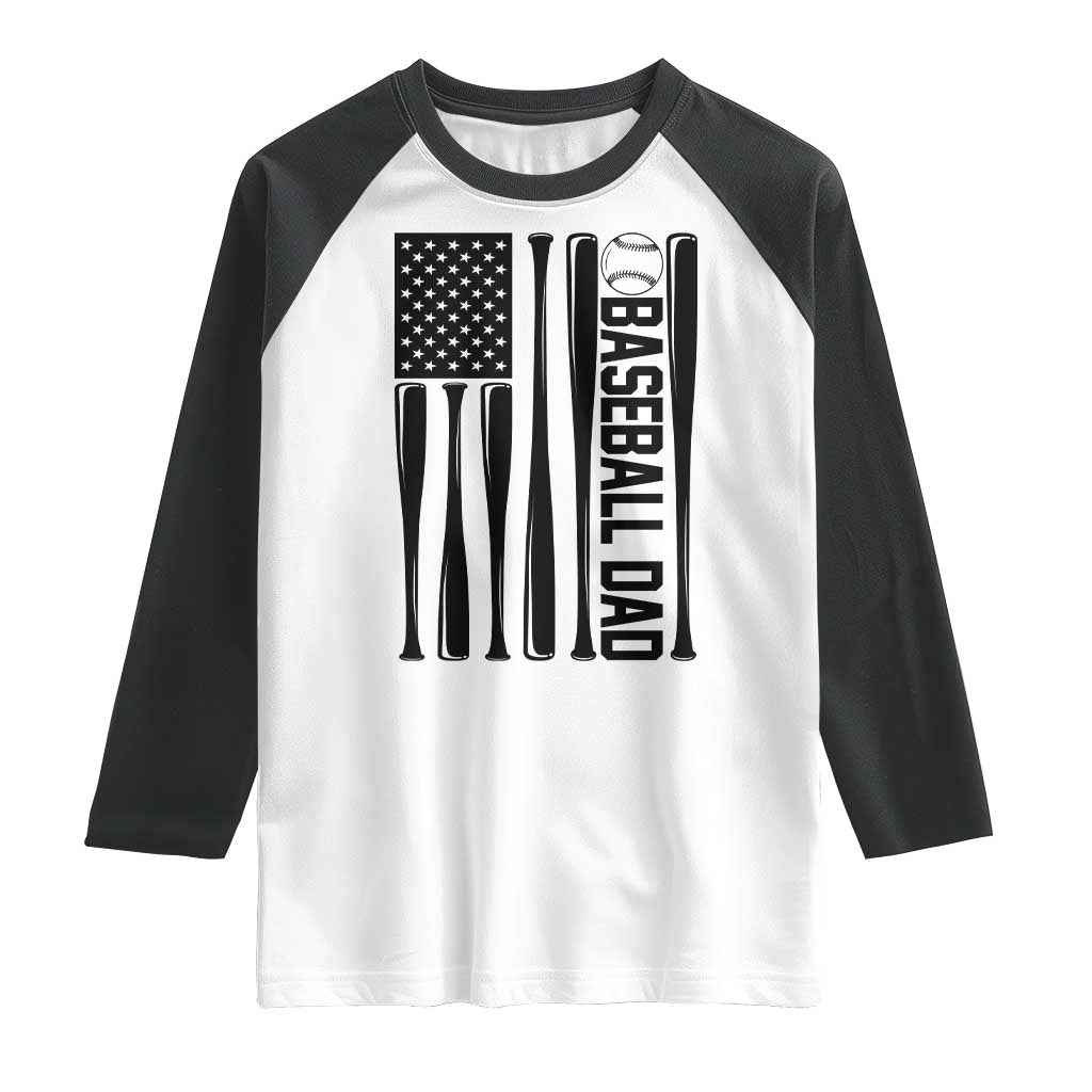 Baseball Dad Patriotic Raglan Shirt USA American Flag Gift - Wonder Print Shop