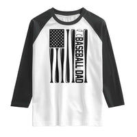 Baseball Dad Patriotic Raglan Shirt USA American Flag Gift - Wonder Print Shop