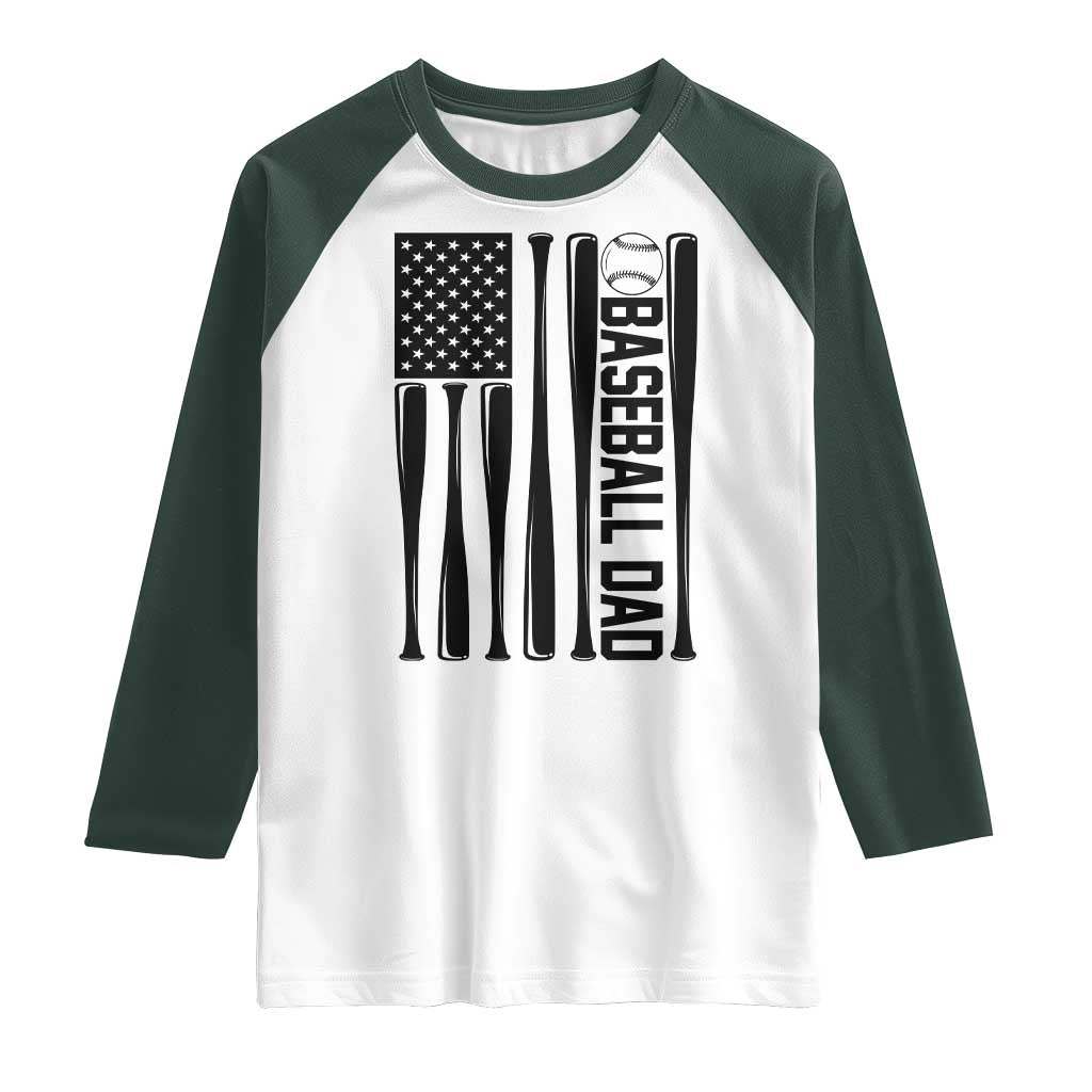 Baseball Dad Patriotic Raglan Shirt USA American Flag Gift - Wonder Print Shop