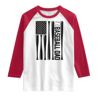 Baseball Dad Patriotic Raglan Shirt USA American Flag Gift - Wonder Print Shop
