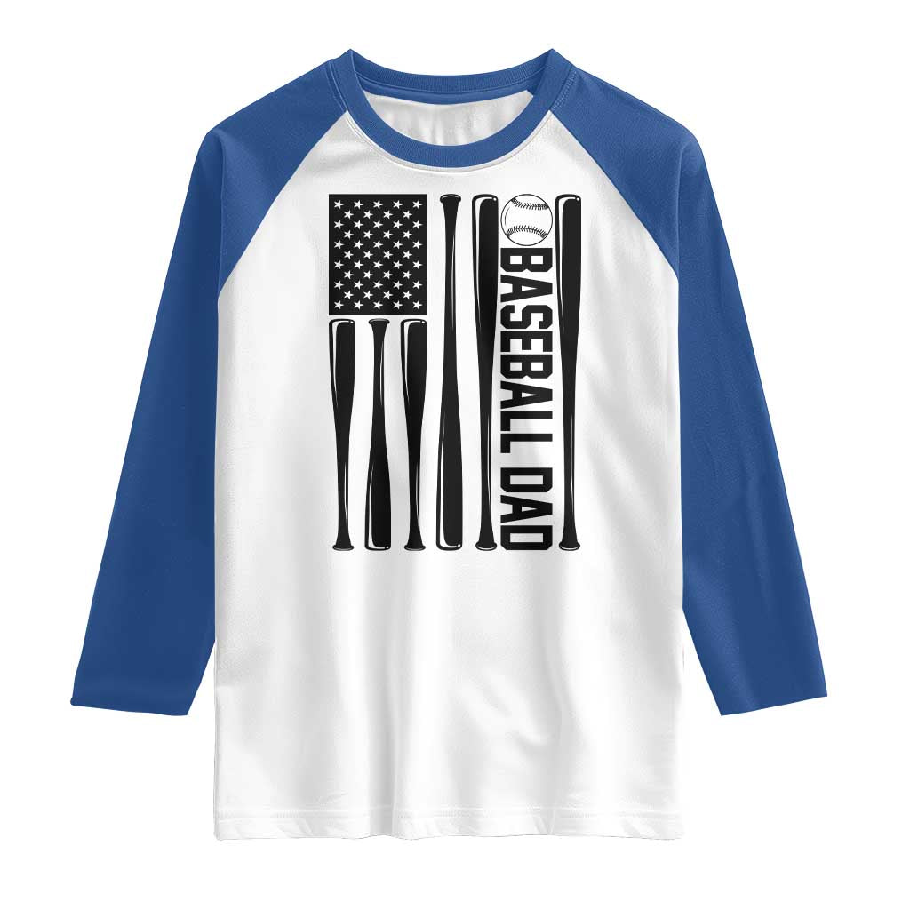 Baseball Dad Patriotic Raglan Shirt USA American Flag Gift - Wonder Print Shop